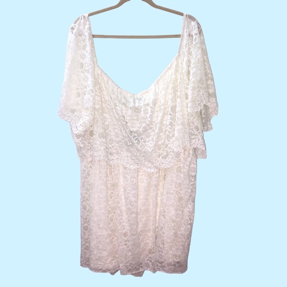 ASOS Curve Off Shoulder Ivory Lace Dress 24 NWT - Picture 3 of 7